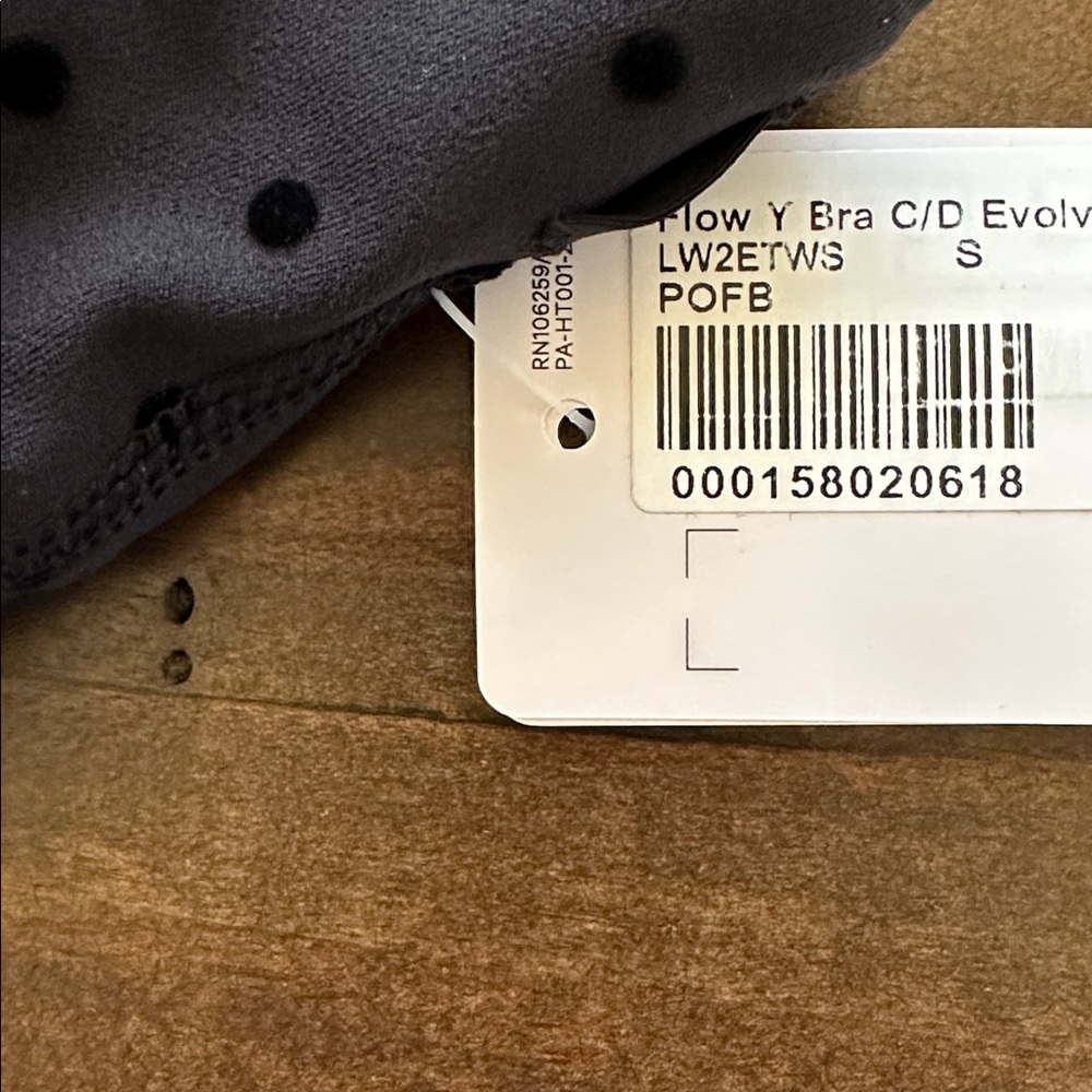 LULULEMON Flow Y Bra Light Support C/D Cup Evolve Flocked Polka Flock Black Sz S - Picture 3 of 3